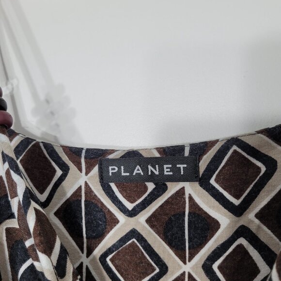 Planet Brown Geometric Print Fit and Flare Midi Dress Adjustable Spaghetti Strap - Picture 5 of 12